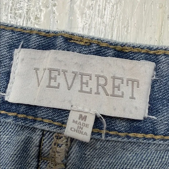 Veveret Frayed Slit Asymmetric Denim Midi Skirt  Sz M - Picture 2 of 12